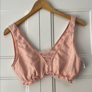 Anthropologie Pink Lace Trim Bralette